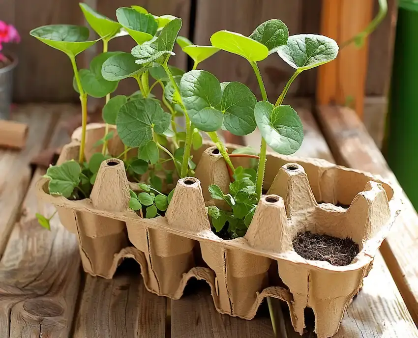 Cultive sus propias verduras: jardinería ecológica con cajas de huevos y bolsas recicladas