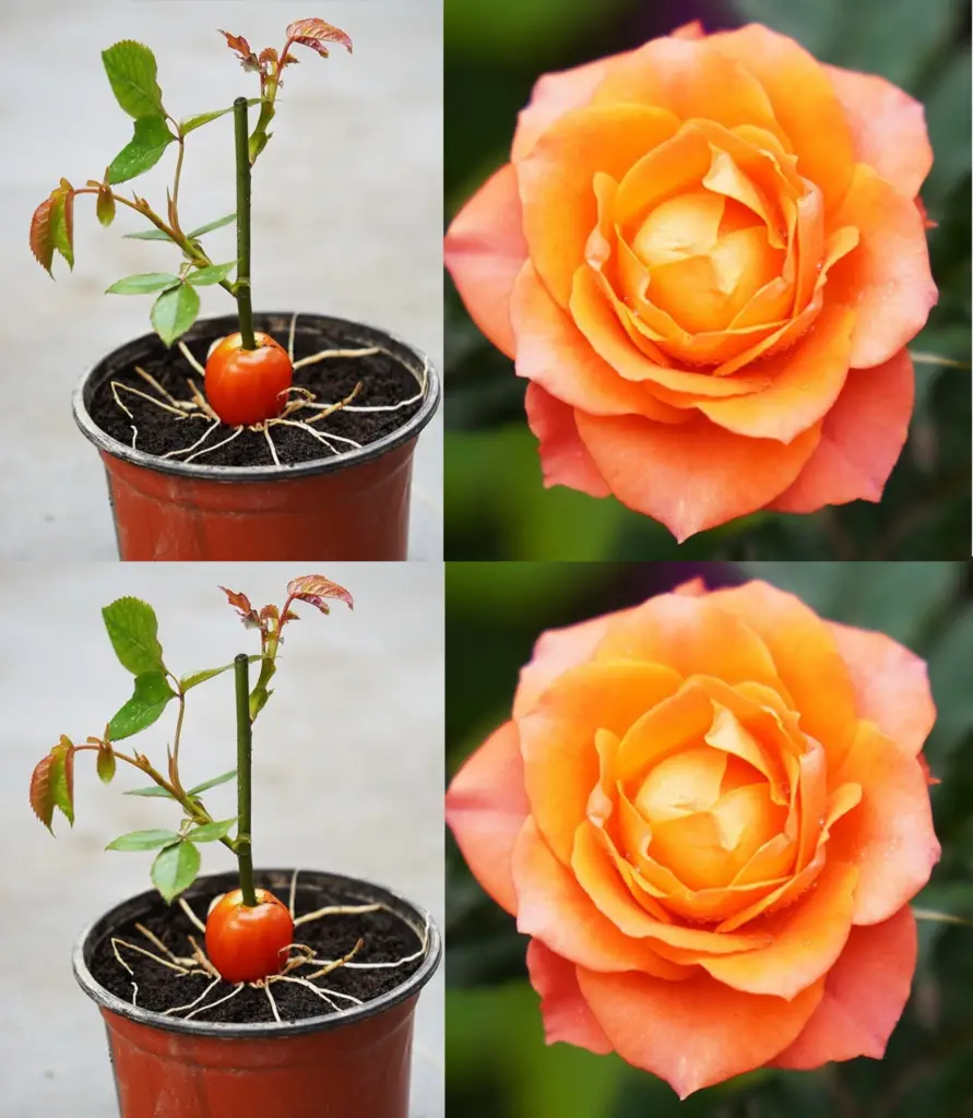 Planta una rosa en una rodaja de tomate y espera unos minutos – increíble