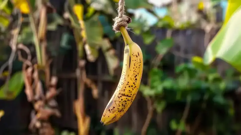 Descubra los beneficios de colgar un plátano demasiado maduro en su jardín