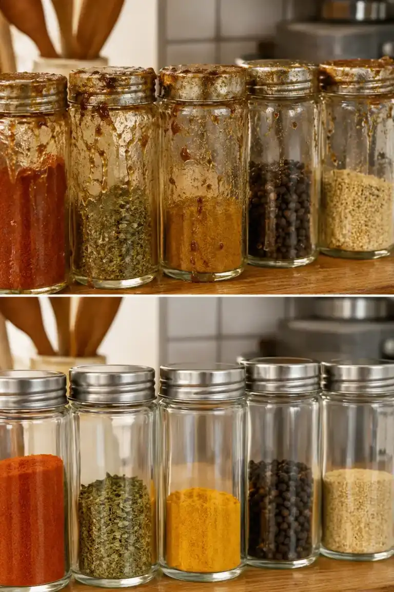 Cómo eliminar la grasa pegada en los botes de especias de la cocina