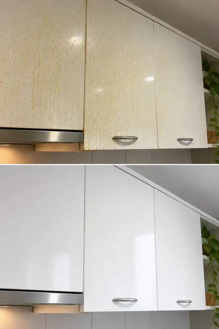 Cómo eliminar la película grasa de los muebles altos de la cocina