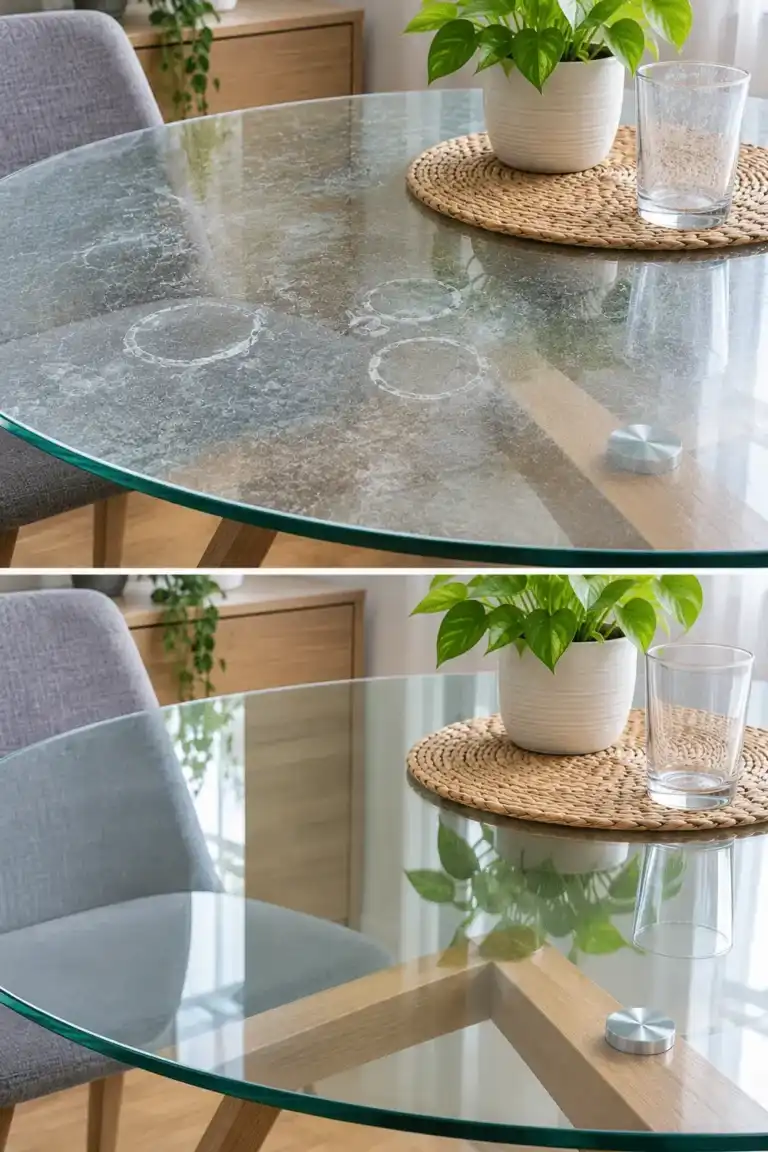 Cómo recuperar el brillo de una mesa de cristal con marcas de cal
