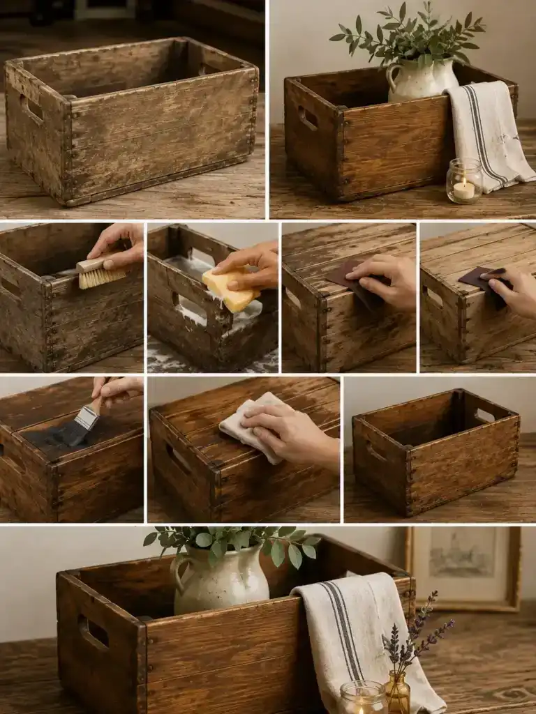 Cómo recuperar una caja de madera antigua y convertirla en un bonito elemento decorativo