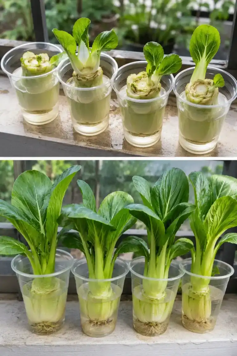 De un simple resto de cocina a una nueva cosecha: cómo hacer crecer bok choy en vasos de plástico