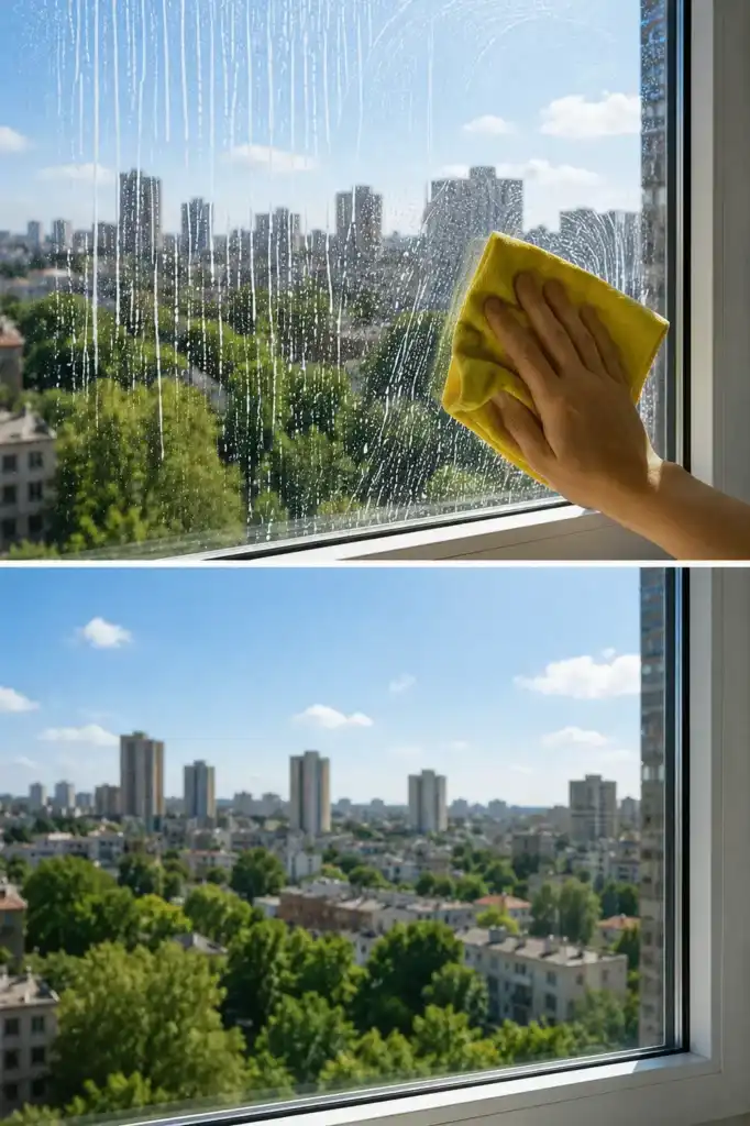 El error que muchos cometen al limpiar las ventanas y que hace que aparezcan marcas al secarse