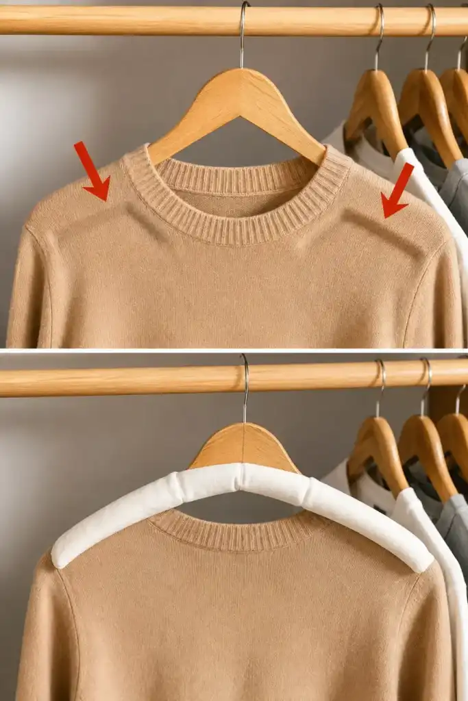 El sencillo gesto que ayuda a evitar que las perchas dejen marcas en la ropa