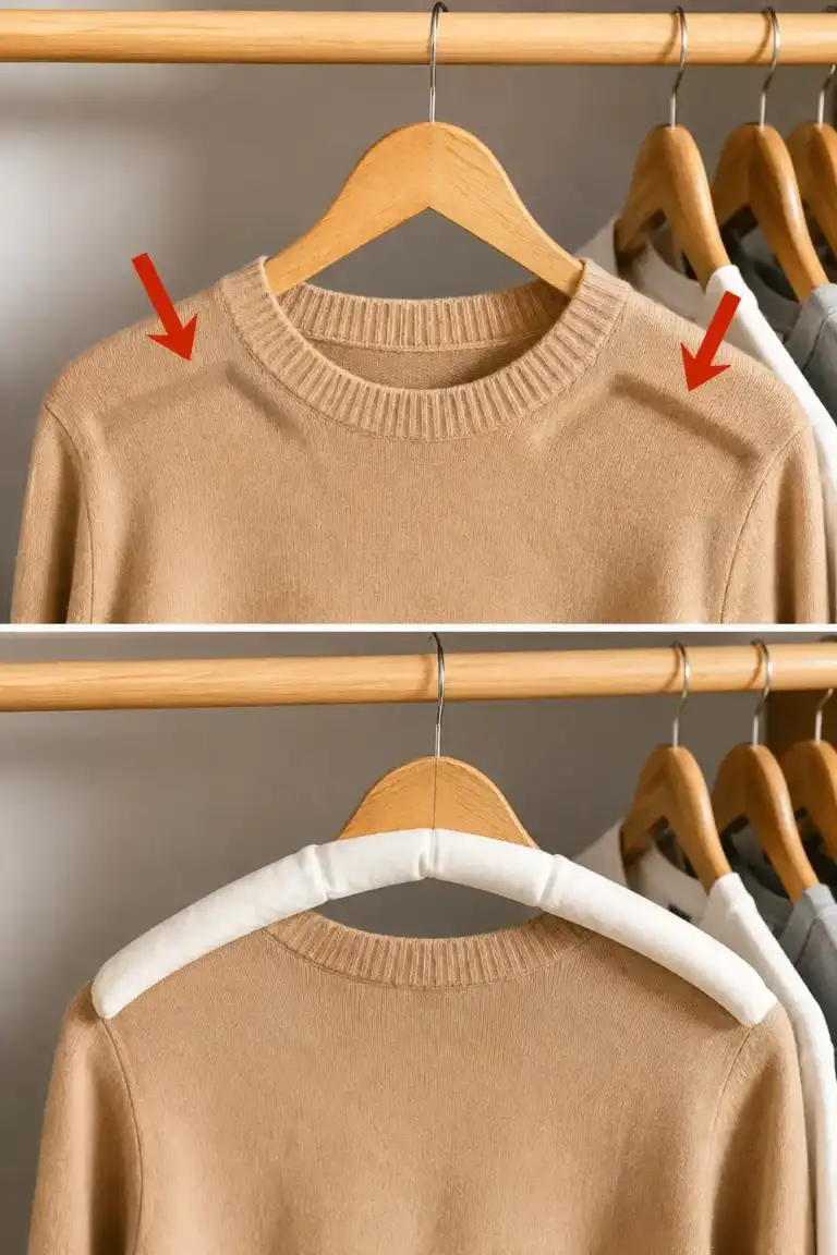 El sencillo gesto que ayuda a evitar que las perchas dejen marcas en la ropa