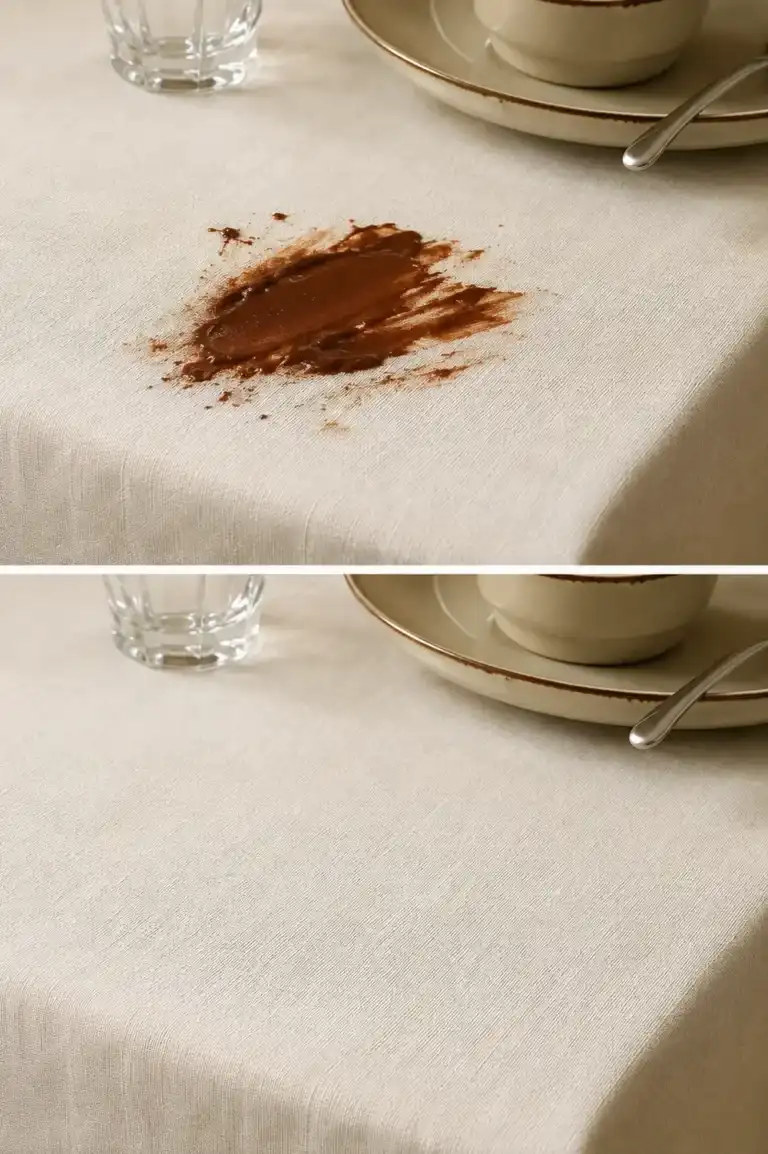 El truco para eliminar las manchas de chocolate derretido de los manteles sin dejar cerco