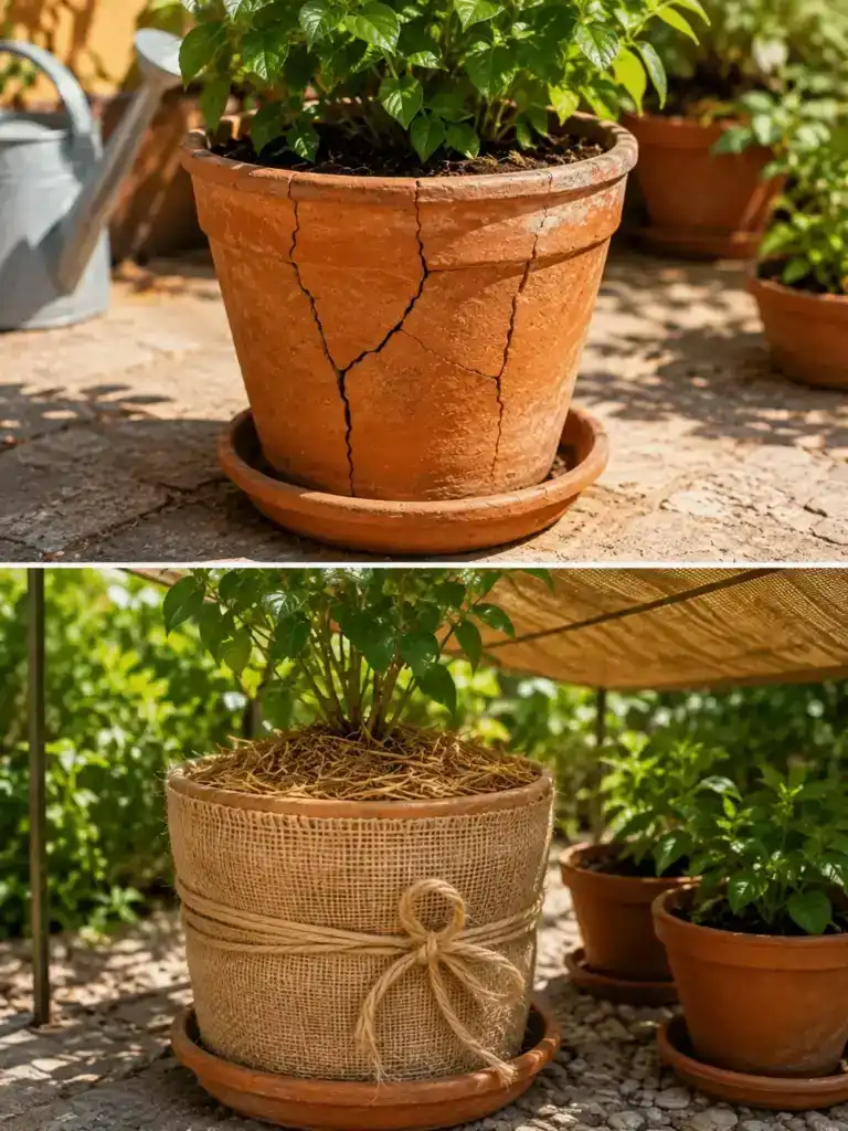 El truco para evitar que las macetas se agrieten con el calor