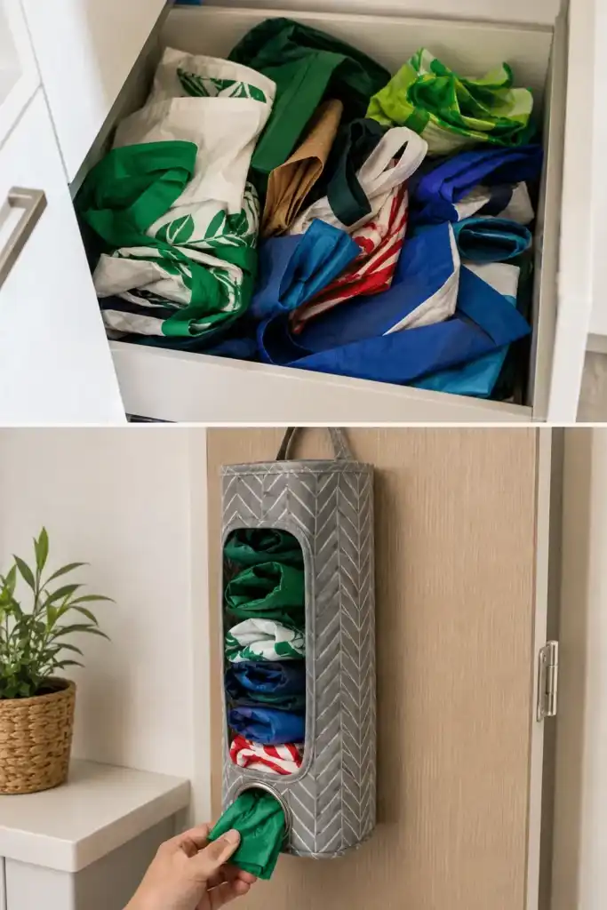 El truco para guardar las bolsas reutilizables y encontrarlas siempre cuando las necesitas