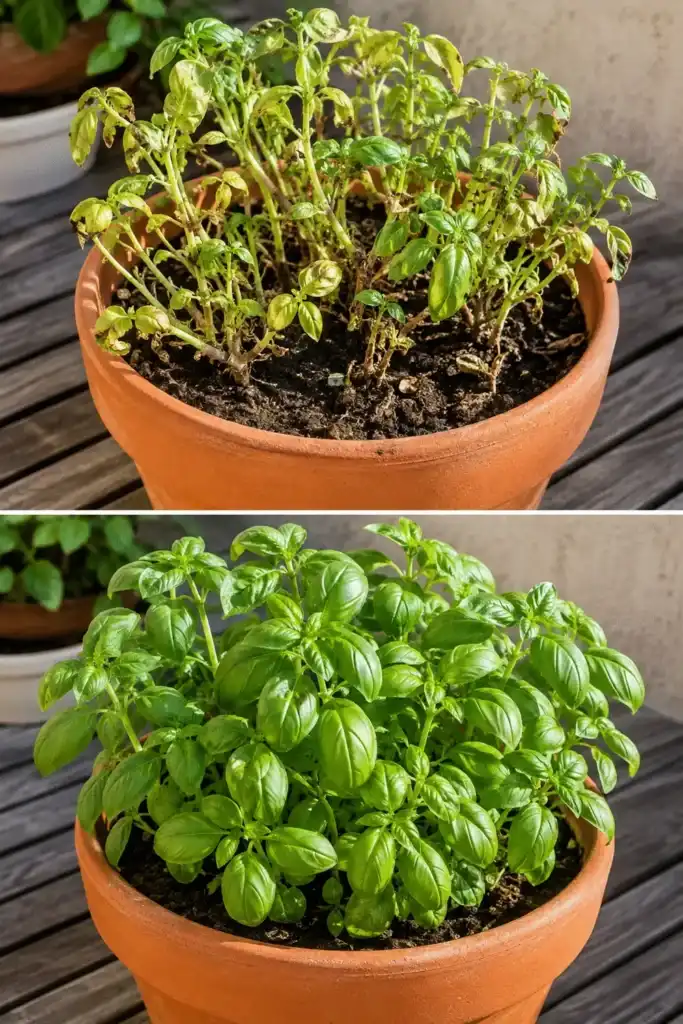 La albahaca puede crecer con muchísima fuerza durante los meses cálidos, pero tiene una tendencia natural a florecer y producir semillas. Cuando esto ocurre, suele generar menos hojas tiernas y los tallos empiezan a alargarse. Para mantenerla frondosa durante todo el verano, el secreto no está en utilizar fertilizantes especiales: consiste principalmente en cosechar y podar correctamente, eliminar las flores a tiempo y mantener un riego equilibrado. Con unos cuidados sencillos y constantes, la planta puede producir nuevos brotes durante semanas. El truco principal: cortar siempre por encima de un nudo La mejor manera de estimular una albahaca sana para que produzca nuevas hojas es cosecharla mediante pequeños cortes de poda, en lugar de arrancar hojas individuales de manera aleatoria. Cada tallo presenta varios nudos: son los puntos donde nacen dos hojas opuestas y, normalmente, dos pequeños brotes laterales. Al cortar el tallo justo por encima de uno de esos nudos, esos brotes pueden desarrollarse y formar nuevas ramas. Material necesario Una planta de albahaca sana. Tijeras pequeñas y bien afiladas o tijeras de poda. Alcohol al 70 % para limpiar las cuchillas. Una regadera con agua. Cómo hacerlo correctamente Busca un tallo suficientemente desarrollado. Elige uno que tenga al menos tres pares de hojas verdaderas y localiza un nudo con dos hojas sanas. Realiza el corte entre 5 y 10 mm por encima del nudo. No cortes las dos hojas del nudo. Deben permanecer en la planta porque junto a ellas se encuentran los brotes que continuarán creciendo. No podes demasiado de una sola vez. Como regla prudente, evita retirar más de aproximadamente un tercio de la parte aérea de una planta sana en una misma sesión. Riega según la humedad del sustrato. Introduce un dedo unos 2 cm en la tierra. Si está seca a esa profundidad, riega lentamente hasta que salga un poco de agua por los agujeros de drenaje. Observa los brotes laterales. Con temperaturas cálidas y buenas condiciones de luz, normalmente se aprecia crecimiento nuevo durante los días siguientes. El desarrollo será más rápido en una planta vigorosa que en una debilitada. Conviene repetir la cosecha regularmente cuando los nuevos tallos hayan crecido lo suficiente. Así se mantiene una planta más ramificada y se obtienen hojas tiernas de forma continuada. Elimina las flores antes de que se desarrollen Durante el verano, especialmente con días largos y temperaturas elevadas, la albahaca puede comenzar a formar espigas florales. Si el objetivo es cosechar hojas, conviene retirarlas pronto. En cuanto aparezca una pequeña espiga en el extremo de un tallo, córtala justo por encima de un nudo con hojas, utilizando unas tijeras limpias. No es necesario arrancar solamente las flores: aprovechar el corte para acortar ligeramente el tallo favorece la ramificación. Revisa la planta dos o tres veces por semana durante los periodos de crecimiento rápido. La floración no vuelve incomestibles las hojas, pero una planta que avanza hacia la producción de semillas suele dedicar más recursos a ese proceso y puede producir hojas más pequeñas y de sabor más intenso. Si quieres obtener semillas, deja florecer algunos tallos al final de la temporada. Mantén la humedad sin encharcar las raíces La albahaca agradece un sustrato ligeramente húmedo, pero las raíces necesitan oxígeno. Mantener continuamente una maceta empapada puede favorecer problemas radiculares. En lugar de regar siguiendo un calendario rígido, comprueba la tierra. Cuando los primeros 2 cm estén secos, riega abundantemente y deja escurrir el exceso. Nunca dejes una maceta con agujeros de drenaje permanentemente sumergida en un plato lleno de agua. En pleno verano, una maceta pequeña expuesta al calor puede necesitar agua con mucha frecuencia, mientras que una maceta grande situada en condiciones más suaves conservará la humedad durante más tiempo. Riega preferentemente directamente sobre el sustrato. Si la planta se marchita cada tarde aunque la tierra conserve humedad, comprueba primero si está sufriendo calor intenso antes de añadir todavía más agua. Dale suficiente luz, pero vigila el calor extremo Para crecer compacta y producir abundantes hojas, la albahaca necesita mucha luminosidad. En condiciones moderadas puede recibir alrededor de 6 horas o más de sol directo, aunque esto debe adaptarse al clima. En regiones con veranos muy calurosos, el sol intenso de primera hora de la tarde puede provocar estrés, especialmente en macetas pequeñas. En ese caso resulta útil proporcionar sol por la mañana y cierta protección durante las horas más abrasadoras. Si los tallos crecen excesivamente largos y débiles, con grandes espacios entre las hojas, probablemente falta luz. Si aparecen hojas quemadas y el sustrato se seca en pocas horas, puede haber demasiado calor y exposición. La albahaca es sensible al frío: evita exponerla a temperaturas bajas y espera a que haya pasado el riesgo de heladas antes de cultivarla permanentemente en el exterior. Un abonado moderado ayuda a mantener el crecimiento Una albahaca cultivada durante meses en una maceta puede agotar parte de los nutrientes disponibles. Si el sustrato era de buena calidad, no es necesario abonarla constantemente. Cuando el crecimiento empiece a perder vigor sin que existan problemas de agua, luz o plagas, puede utilizarse un fertilizante líquido equilibrado para plantas comestibles, aplicado a la mitad de la concentración indicada por el fabricante, aproximadamente cada 3–4 semanas durante el crecimiento activo. No aumentes la dosis pensando que aparecerán hojas más rápido. Un exceso de fertilizante puede dañar las raíces y provocar un crecimiento desequilibrado. Errores a evitar Arrancar únicamente las hojas más grandes. Si nunca se recortan los extremos de los tallos, la planta puede hacerse alta y poco ramificada. Cosechar mediante cortes sobre los nudos favorece una estructura más compacta. Dejar todas las flores durante semanas. Si quieres principalmente hojas, retirar las espigas jóvenes ayuda a prolongar el crecimiento vegetativo. Regar todos los días automáticamente. La frecuencia correcta depende del calor, el tamaño de la maceta y el sustrato. Comprueba primero la humedad. Realizar una poda extrema de una sola vez. Una planta debilitada o recién trasplantada puede recuperarse peor. Es preferible realizar cosechas moderadas y frecuentes. Cultivarla en una maceta sin drenaje. El agua acumulada alrededor de las raíces puede provocar deterioro radicular. Para ir más allá En maceta, utiliza un recipiente con buenos agujeros de drenaje y un sustrato aireado. Una maceta demasiado pequeña se seca rápidamente en verano y limita el espacio disponible para las raíces. También puedes aprovechar cada poda para cosechar: utiliza inmediatamente las hojas o conserva los tallos cortados durante poco tiempo en condiciones adecuadas. Cuanto más regular sea la cosecha durante el crecimiento activo, más fácil será mantener una forma ramificada. Preguntas frecuentes ¿Cada cuánto tiempo hay que podar la albahaca? No existe una frecuencia exacta. Durante el crecimiento activo, revísala aproximadamente una vez por semana y corta los tallos que estén suficientemente desarrollados, siempre dejando hojas y nudos sanos debajo del corte. ¿Debo cortar todas las flores? Si quieres maximizar la producción de hojas, sí conviene retirar las espigas cuando aparecen. Puedes dejar algunas al final del verano si deseas que la planta produzca semillas. ¿Por qué mi albahaca se marchita aunque la riego? Puede deberse tanto a falta como a exceso de agua, además de calor extremo o problemas radiculares. Comprueba la humedad a unos 2 cm de profundidad antes de volver a regar y asegúrate de que la maceta drene correctamente. ¿Se puede recuperar una albahaca muy alta y con pocas hojas? Si todavía conserva tallos verdes y nudos sanos, puede podarse progresivamente por encima de esos nudos. Evita eliminar demasiada vegetación de golpe. Con suficiente luz, temperatura adecuada y riego correcto, los brotes laterales pueden volver a desarrollarse.