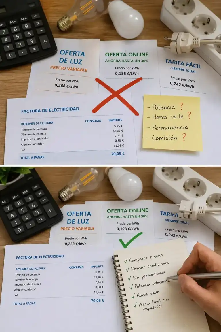 Los errores más comunes al contratar una tarifa de luz y cómo evitarlos