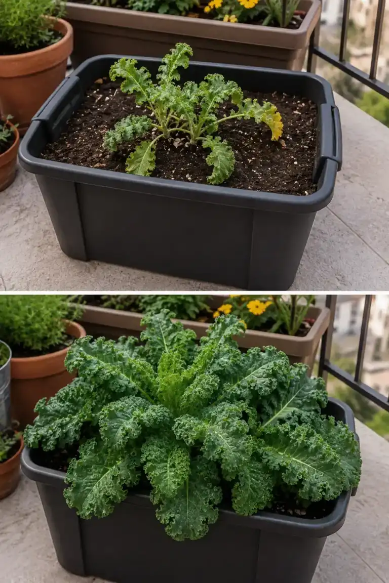 ¿No tienes jardín? El truco del recipiente para cultivar col rizada (kale) en cualquier balcón